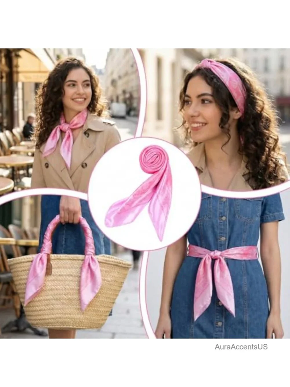 35 inch Square Polyester Head Wrap Scarf for Women Multifunctional Neck Scarf